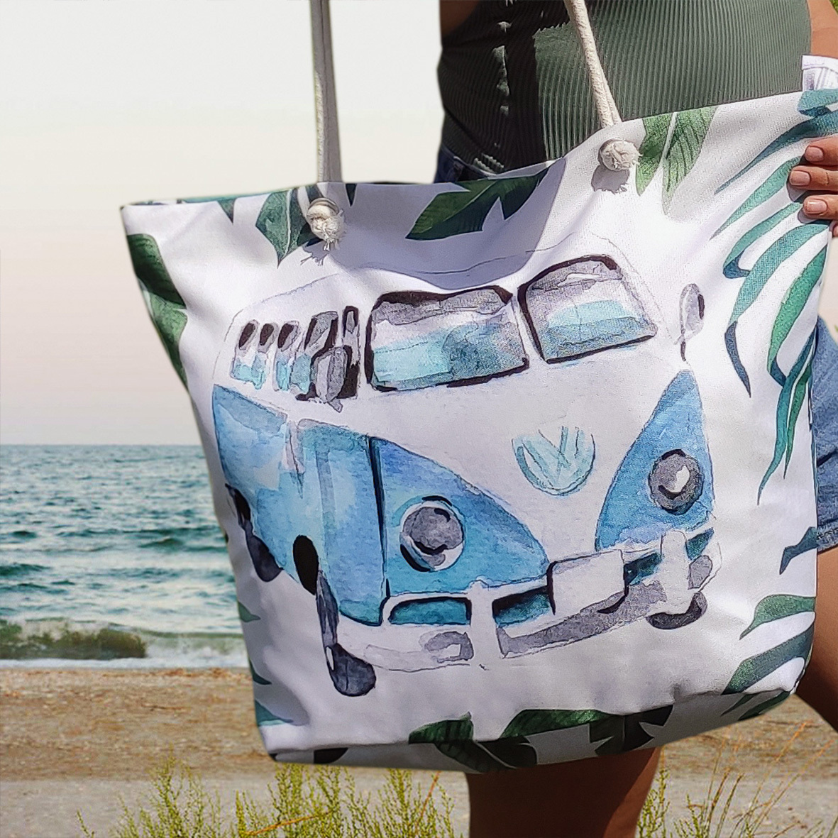 

Пляжная сумка Malibu Бирюзовый Volkswagen хиппимобиль Presentville 50х36х15 см 000171040
