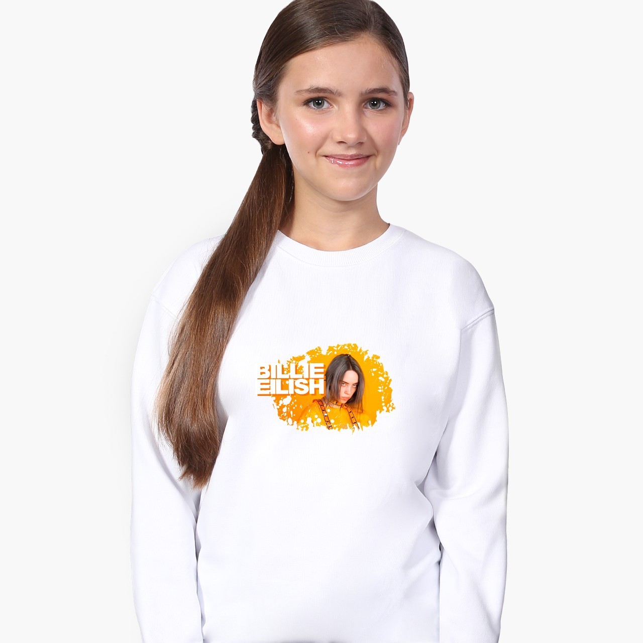 

Свитшот для девочек Билли Айлиш (Billie Eilish) (9509-1213) 158-164 см Белый