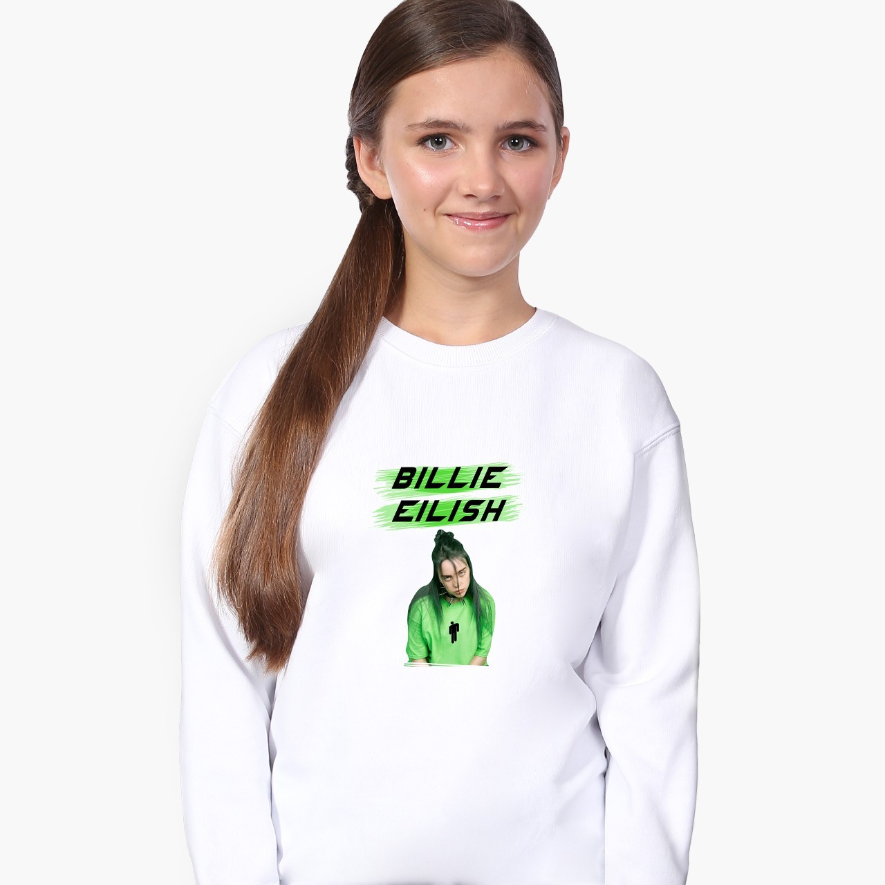 

Свитшот для девочек Билли Айлиш (Billie Eilish) (9509-1207) 122-128 см Белый