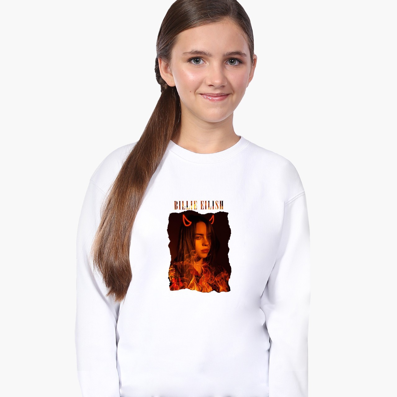 

Свитшот для девочек Билли Айлиш (Billie Eilish) (9509-1602) 158-164 см Белый