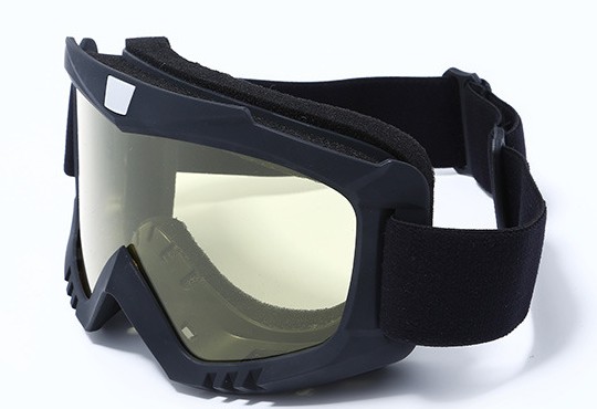 Маска лыжная UV400 защита Черная матовая оправа Желтое стекло очки для лыж V5 (625432676)