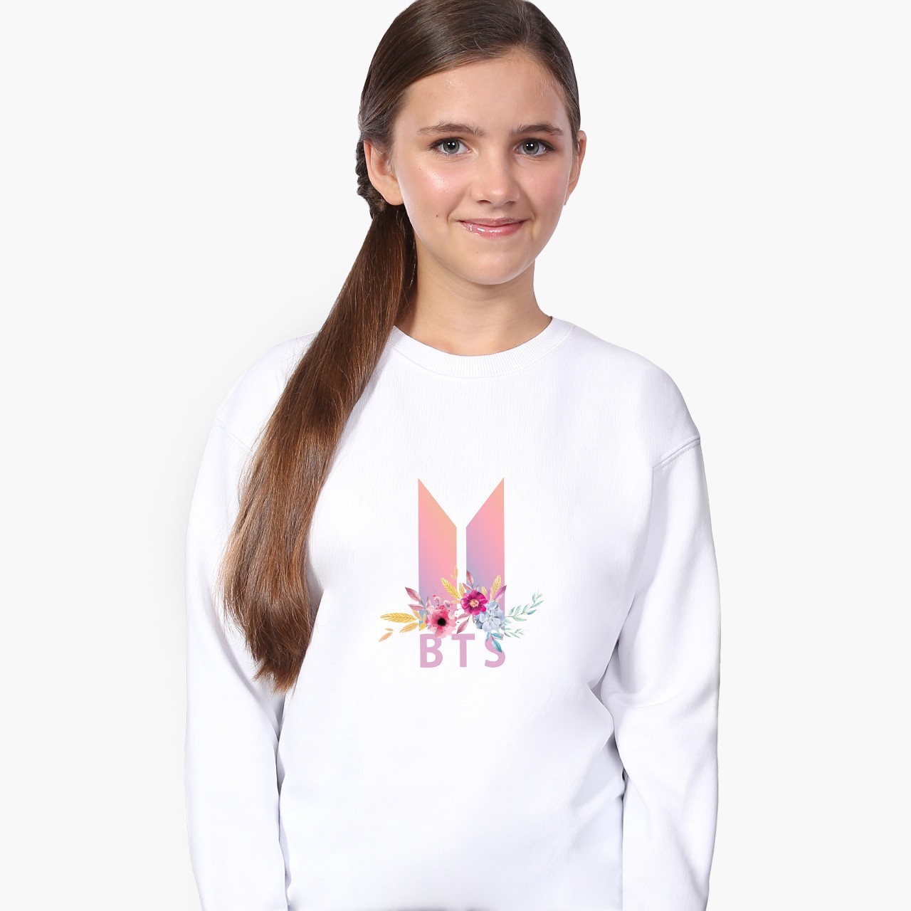 

Свитшот для девочек БТС (BTS) (9509-1081) 158-164 см Белый