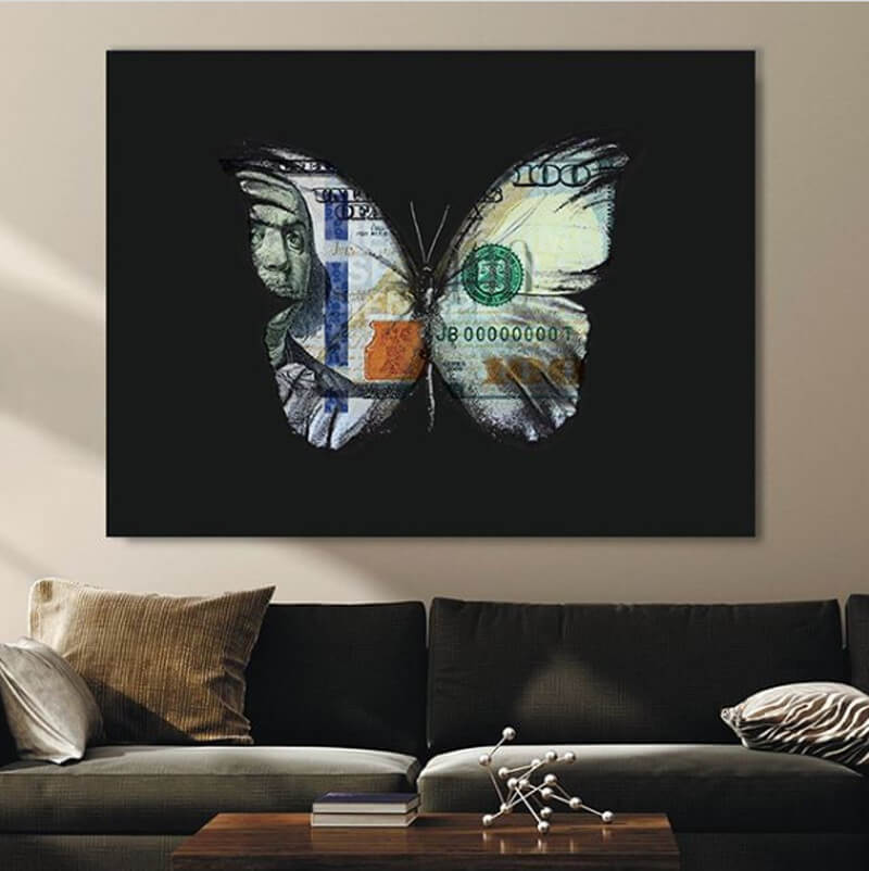 

Картина на холсте Деньги Butterfly & Money 90х120 см.