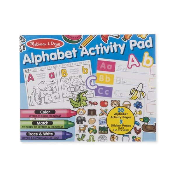 

Альбом раскрасок с наклейками Алфавит Alphabet Activity Pad Melissa & Doug