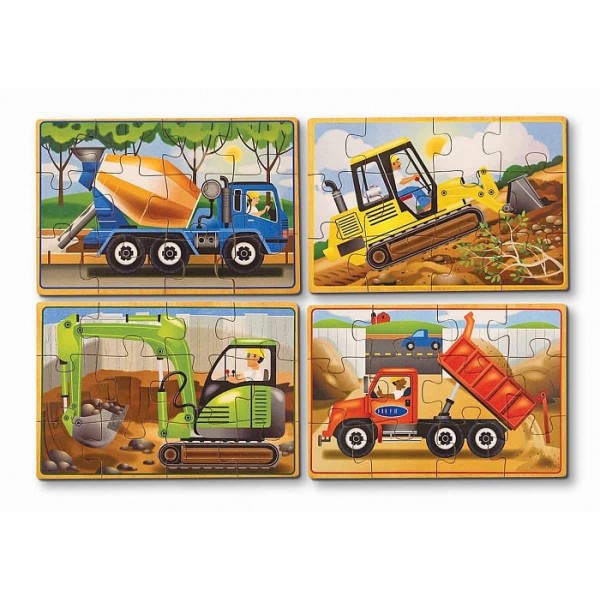 

Деревянный пазл Строительные машины набор из 4 пазлов Construction Puzzles in a Box Melissa & Doug