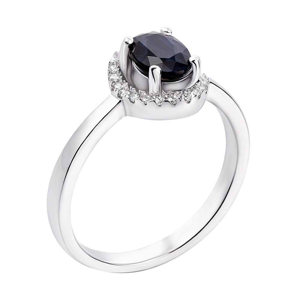 

Серебряное кольцо с сапфиром и фианитами 000132147 16.5 размера