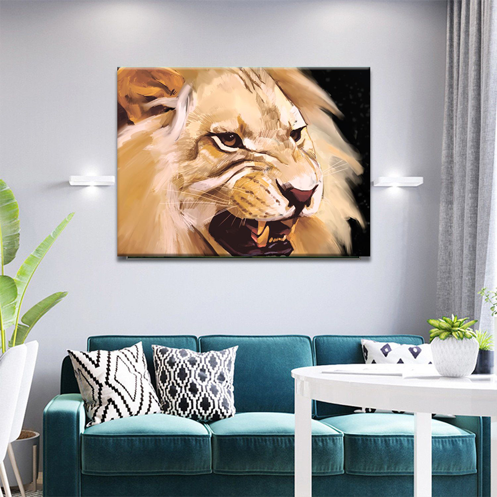 

Картина на холсте Животные Angry Lion 50х65 см.