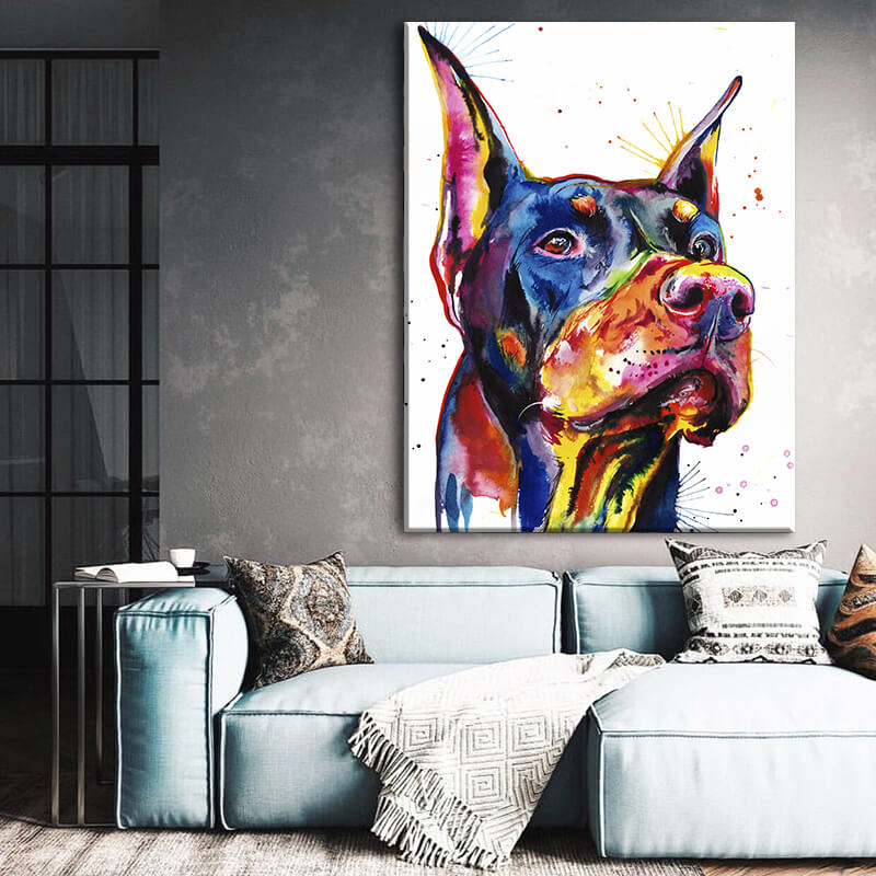 

Картина на холсте Животные Watercolor Dobermann 90х120 см.
