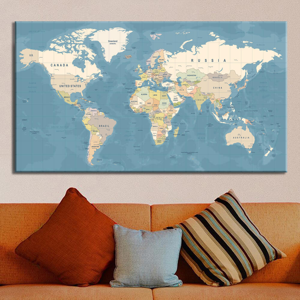 

Картина на холсте Путешествия World map 50х100 см.