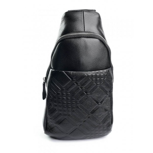 

Мужская кожаная сумка нагрудная BagMan 0711 Black