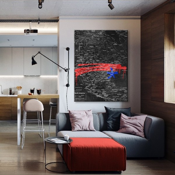 

Картина на холсте Путешествия USA Map Black 75х100 см.