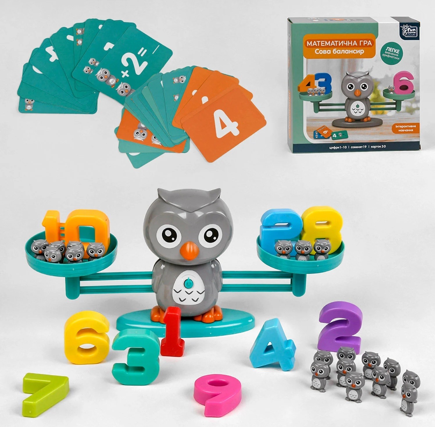 

Игра-балансир Сова 30299 Fun Game, 54 элемента, 3 уровня игры, 30 двухсторонних карточек, цифры от 1 до 10