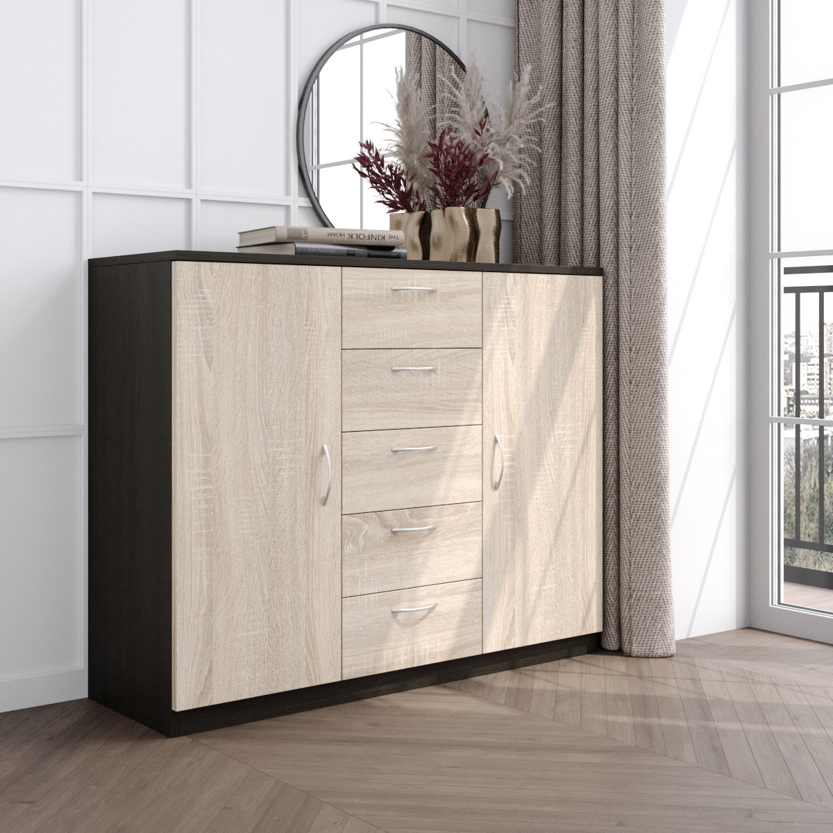

Комод CИЧ 06К5 110x38x89 Венге\Дуб Сонома
