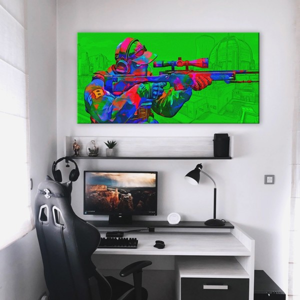 

Картина на холсте Игры Counter Strike Green 60х120 см.