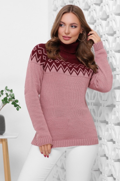 

Женский вязаный свитер 169 марсала-роза, Женский вязаный свитер 169 марсала-роза 44-48