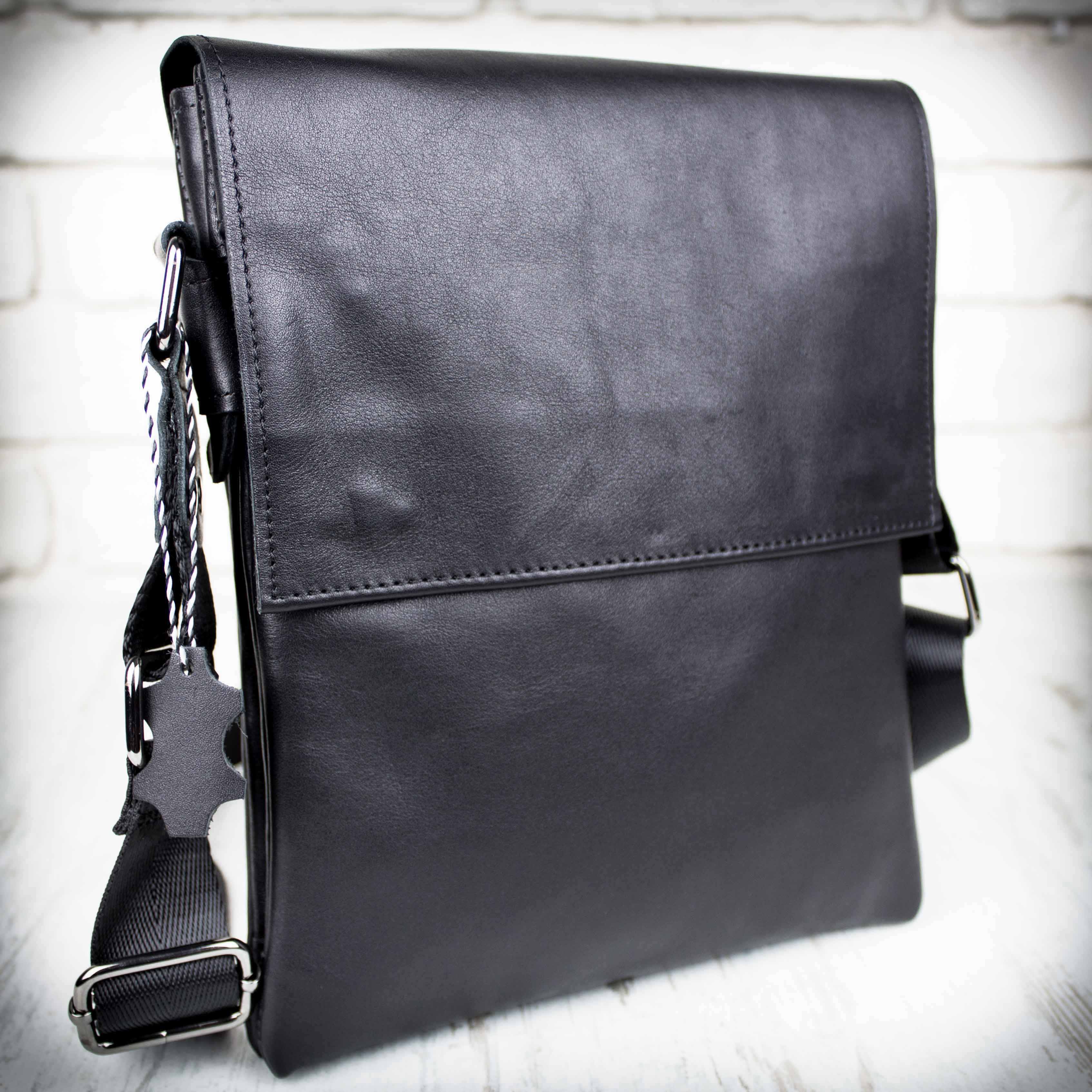 

Кожаная мужская сумка через плечо Alvibag AV0206XGL-BLACK