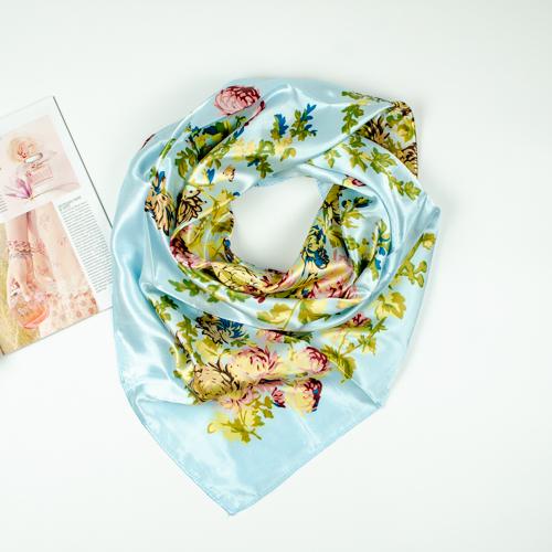 

Платок атлас Canva р.90х90см голубой арт.25451-26