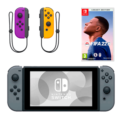 

Набор Консоль Nintendo Switch HAC-001(-01) Grey 32GB Новый + Joy-Con Purple/Orange + Игра FIFA 22 Legacy Edition Русская Озвучка
