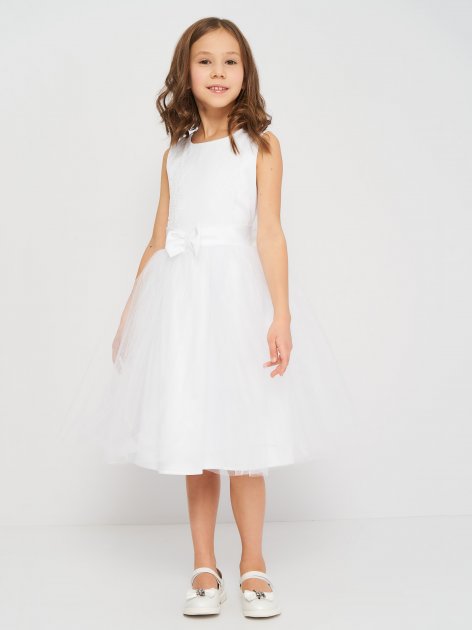 Акція на Дитяча літня святкова фатинова сукня для дівчинки Sasha 4087/5 104 см Біла від Rozetka