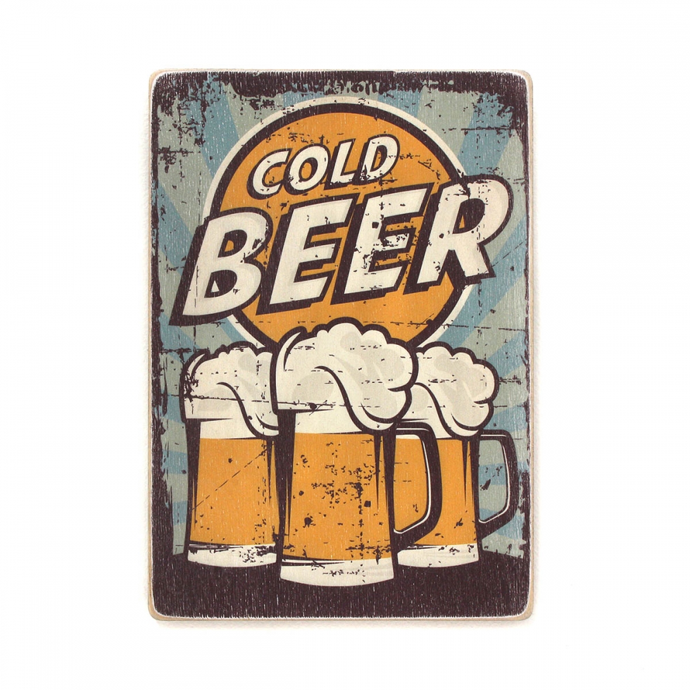 

Деревянный постер Алкоголь Cold beer. Blue background А1