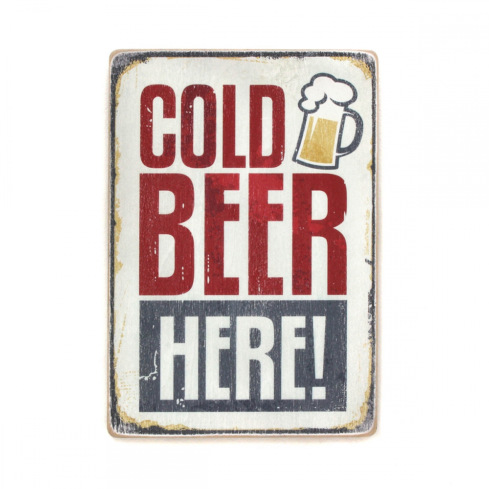 

Деревянный постер Алкоголь Cold beer here! А1