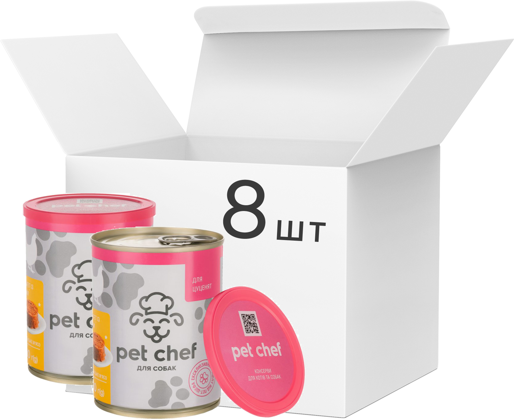 

Упаковка влажного корма для щенков Pet Chef мясной паштет с курицей 360 г 8 шт