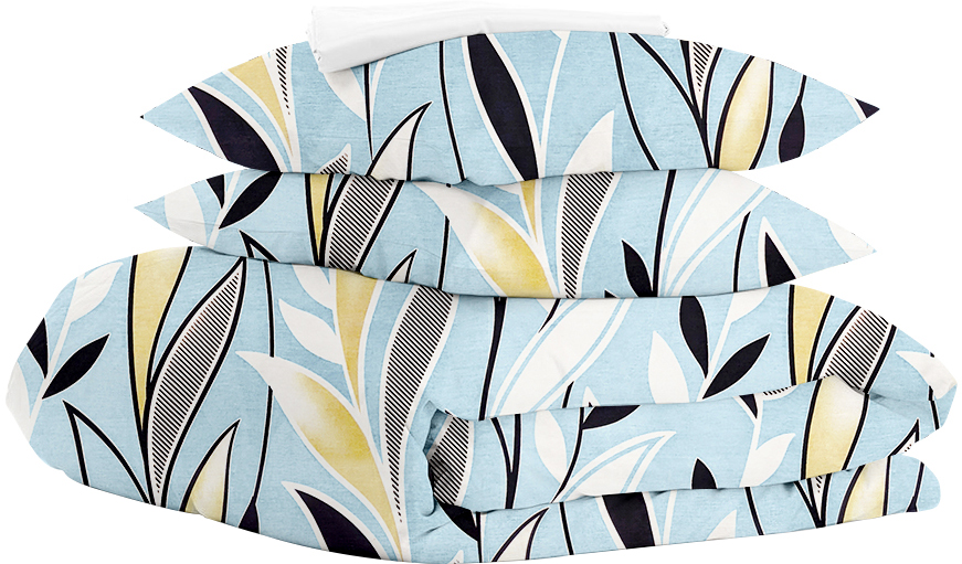 

Комплект евро постельного белья Cosas Seaweed Blue White 200x220 см