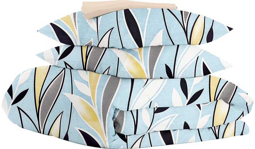 

Комплект семейного постельного белья Cosas на резинке Seaweed Blue Beige 2x160x220 см