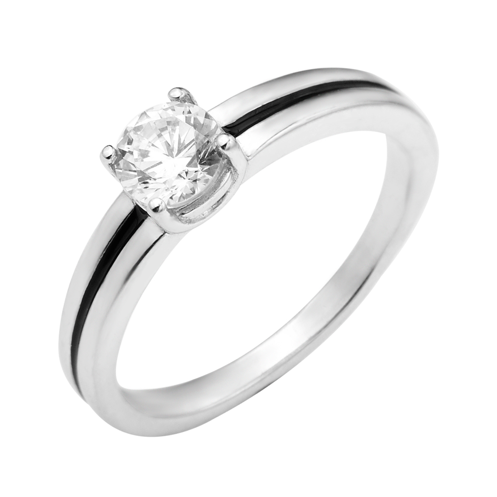 

Серебряное кольцо с черной эмалью и фианитом S Zirconia 000129728 18.5 размера