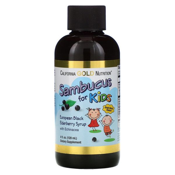 

Сироп из бузины для детей California Gold Nutrition Sambucus for Kids with Echinacea 120 мл Black Elderberry