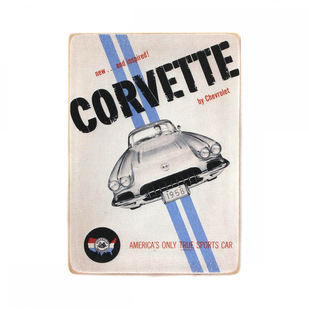 

Деревянный постер Автомобили Chevrolet Corvette 1958 Шевроле Корвет. Арт А1