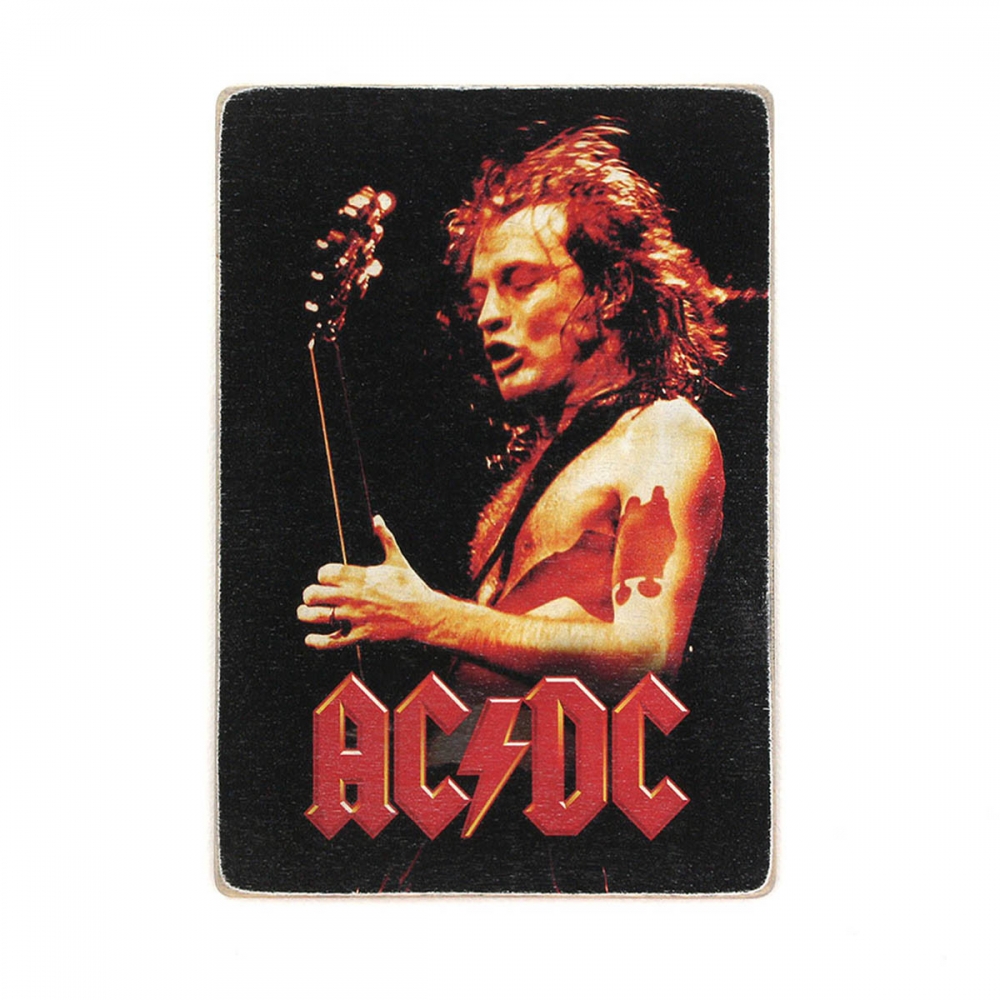 

Деревянный постер Музыка AC/DC. Ангус Янг с гитарой А1