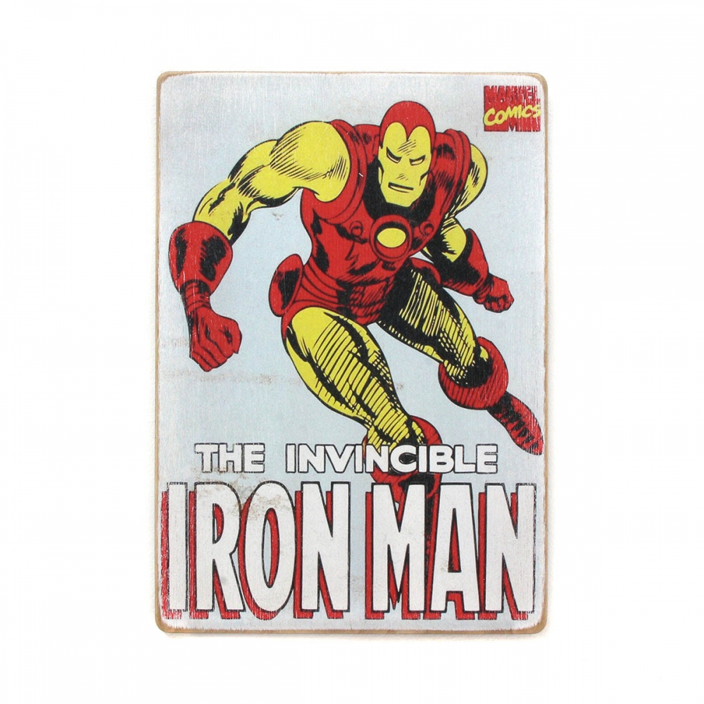 

Деревянный постер Супергерои Iron Man. Железный Человек. Ретро-комикс А2