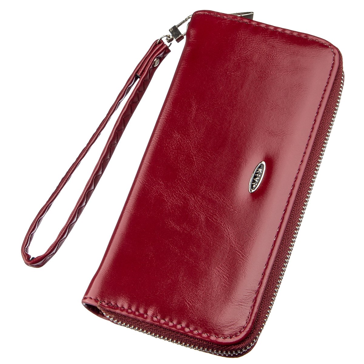 

Кошелек женский на одну молнию из экокожи гладкий KIVI 19035 Бордовый