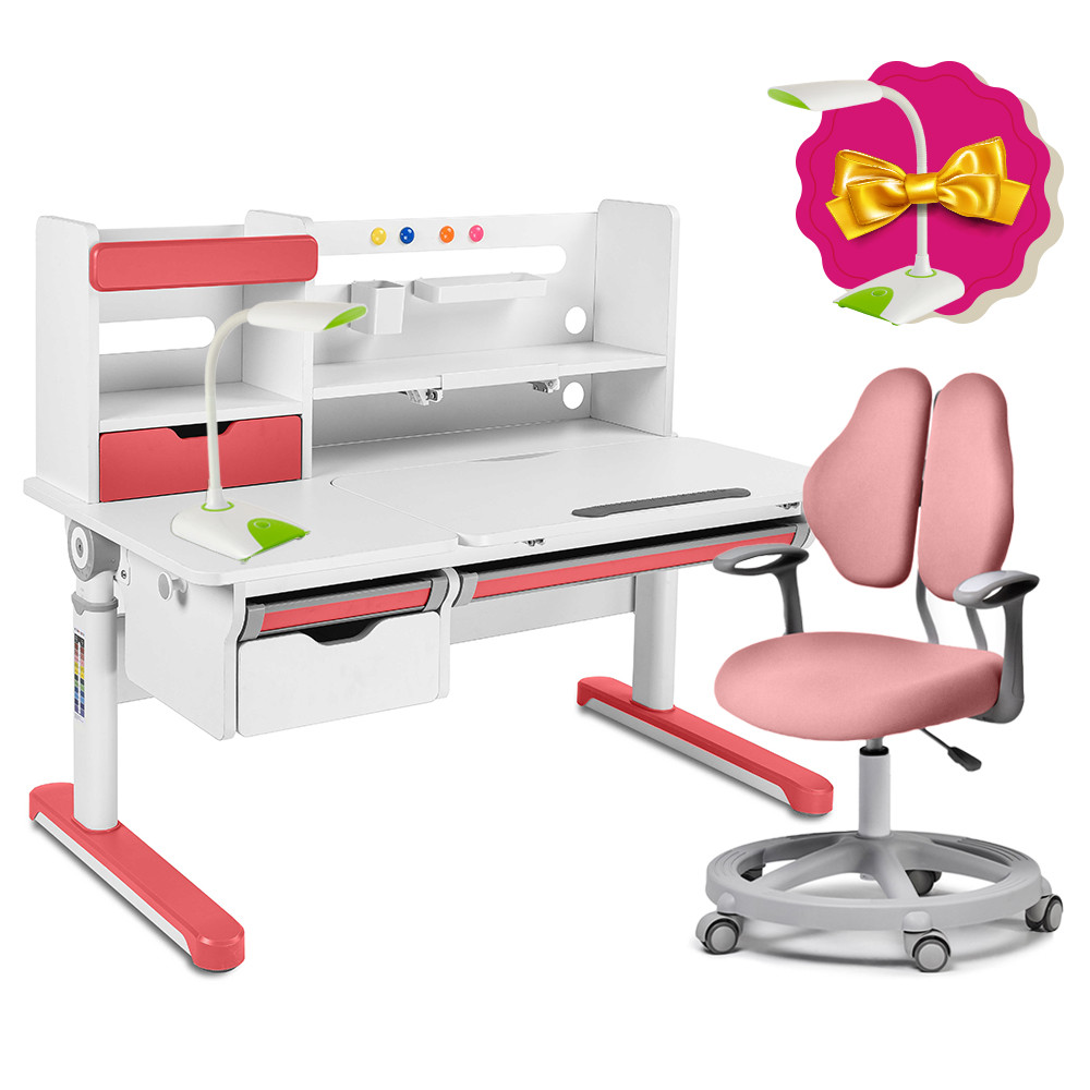 

Растущий комплект для школьников парта FunDesk Sentire Pink + кресло для дома FunDesk Vetta II Pink
