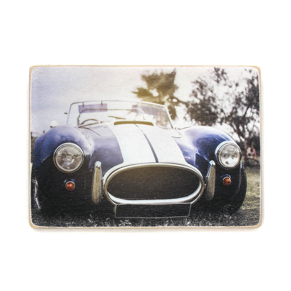 

Деревянный постер Wood Posters "Shelby Cobra 427 — 1966. Blue car with white stripes" (A1 формат, фанера)