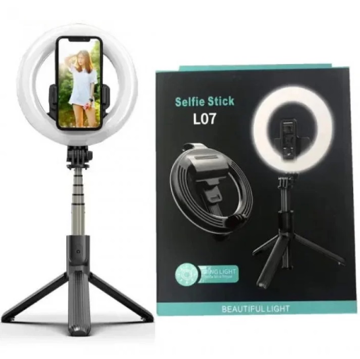 

Кольцевая лампа Селфи на треноге с Bluetooth и подсветкой на аккумуляторе Selfie Stick L07