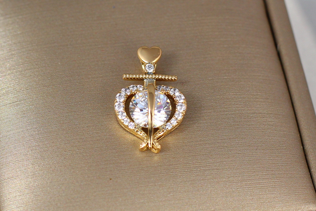 

Кулон Xuping Jewelry двойное сердце без цепи 2 см золотистый