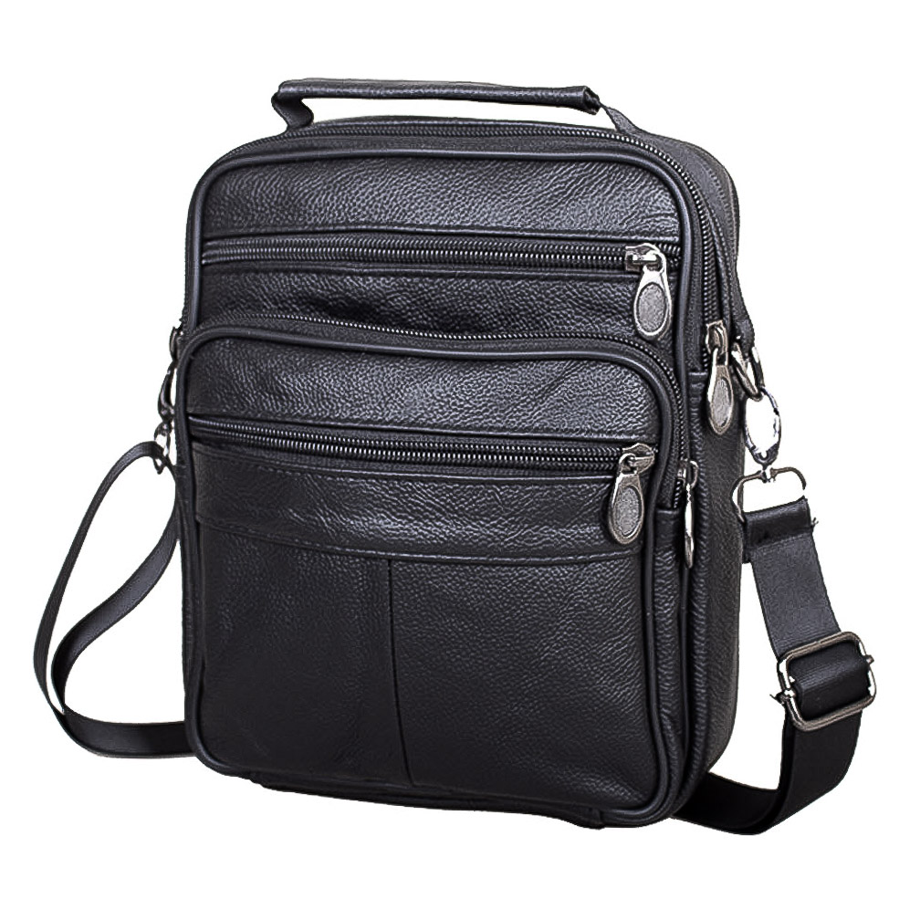 

Сумка- борсетка кожаная с ручкой JZ NV40202 Черная