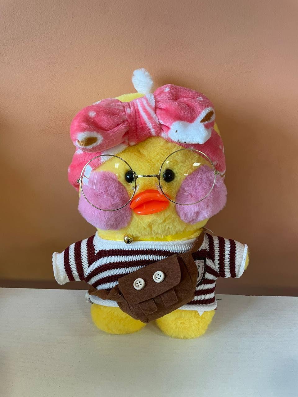 

Мягкая игрушка утка Лалафанфан LaLafanfan Дак Желтый в одежде и с очками