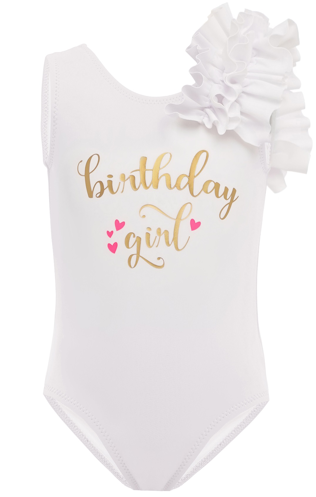 

Праздничный купальник “Birthday Girl” от BabyLadySwim K3N008 110 см Белый с повязкой на голову (K3N008110)