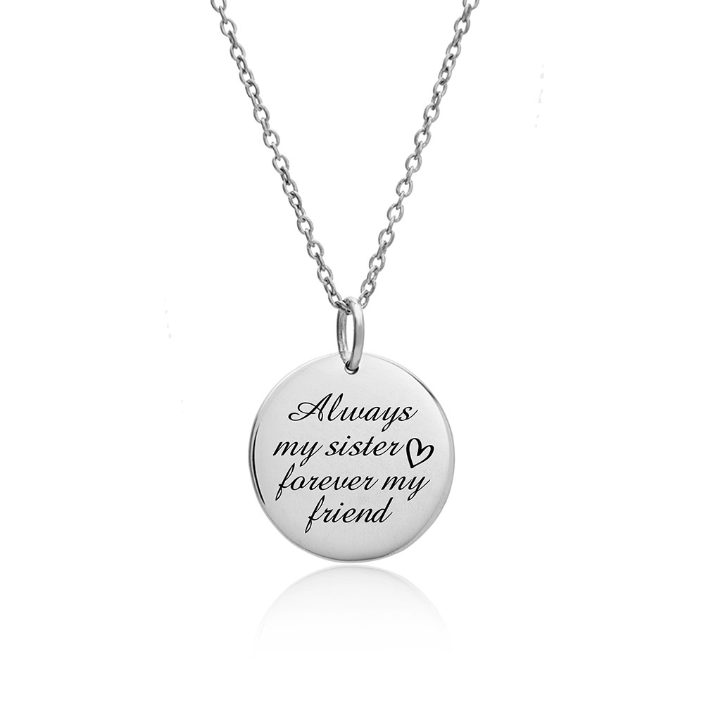 

Подвеска круглая Always my sister forever my friend серебро