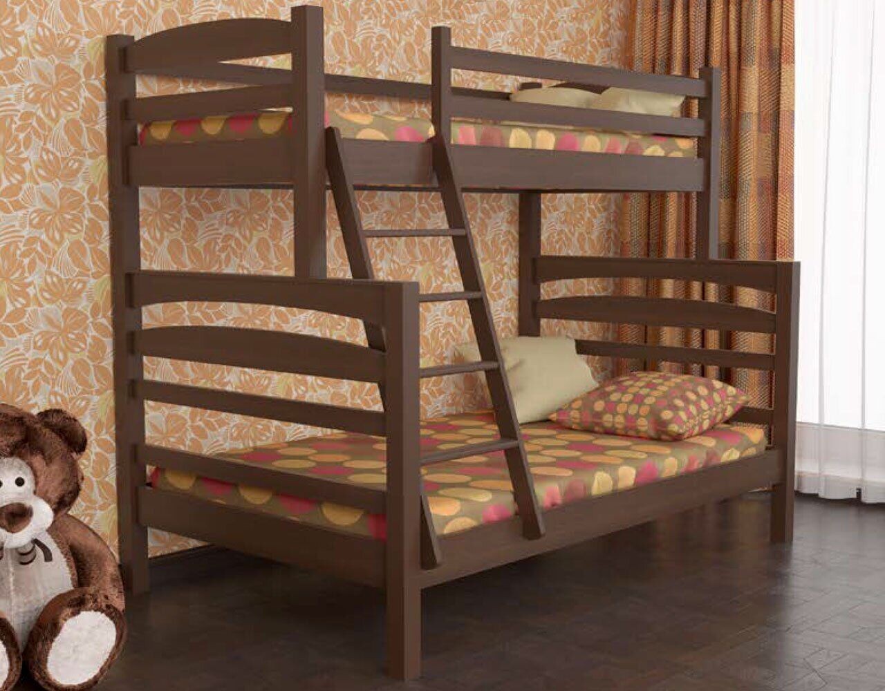

Двухъярусная кровать Wellmebely Кай 120х80х190 орех тёмный
