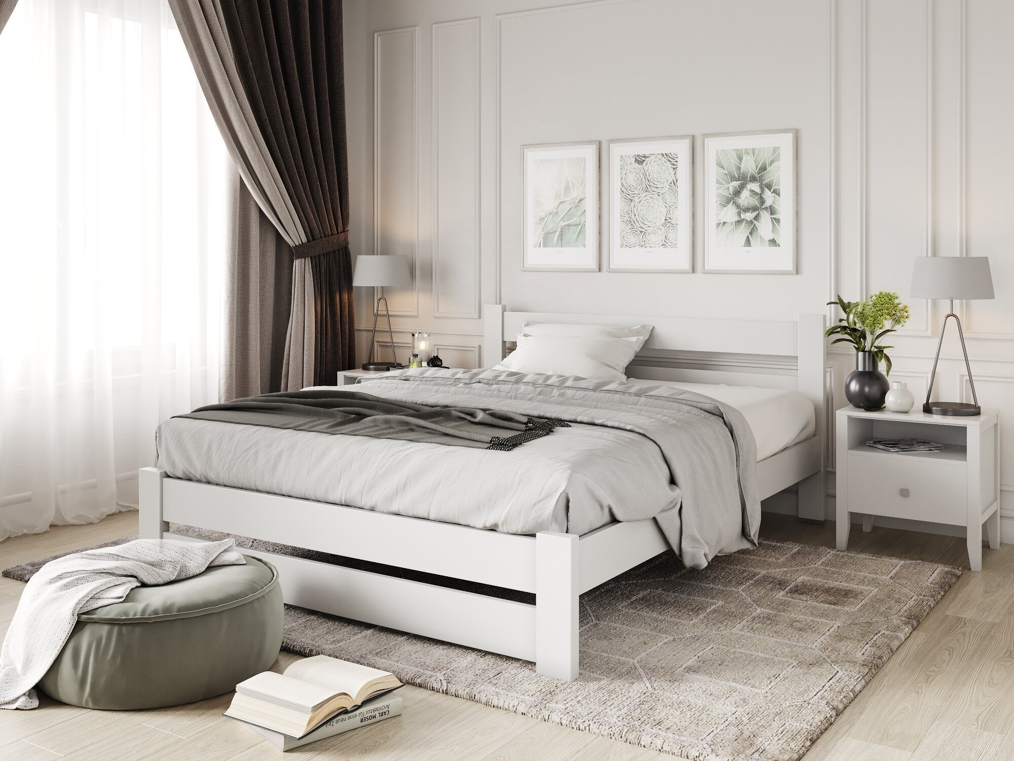 

Двуспальная кровать ArtWood Талин 180х200 белый