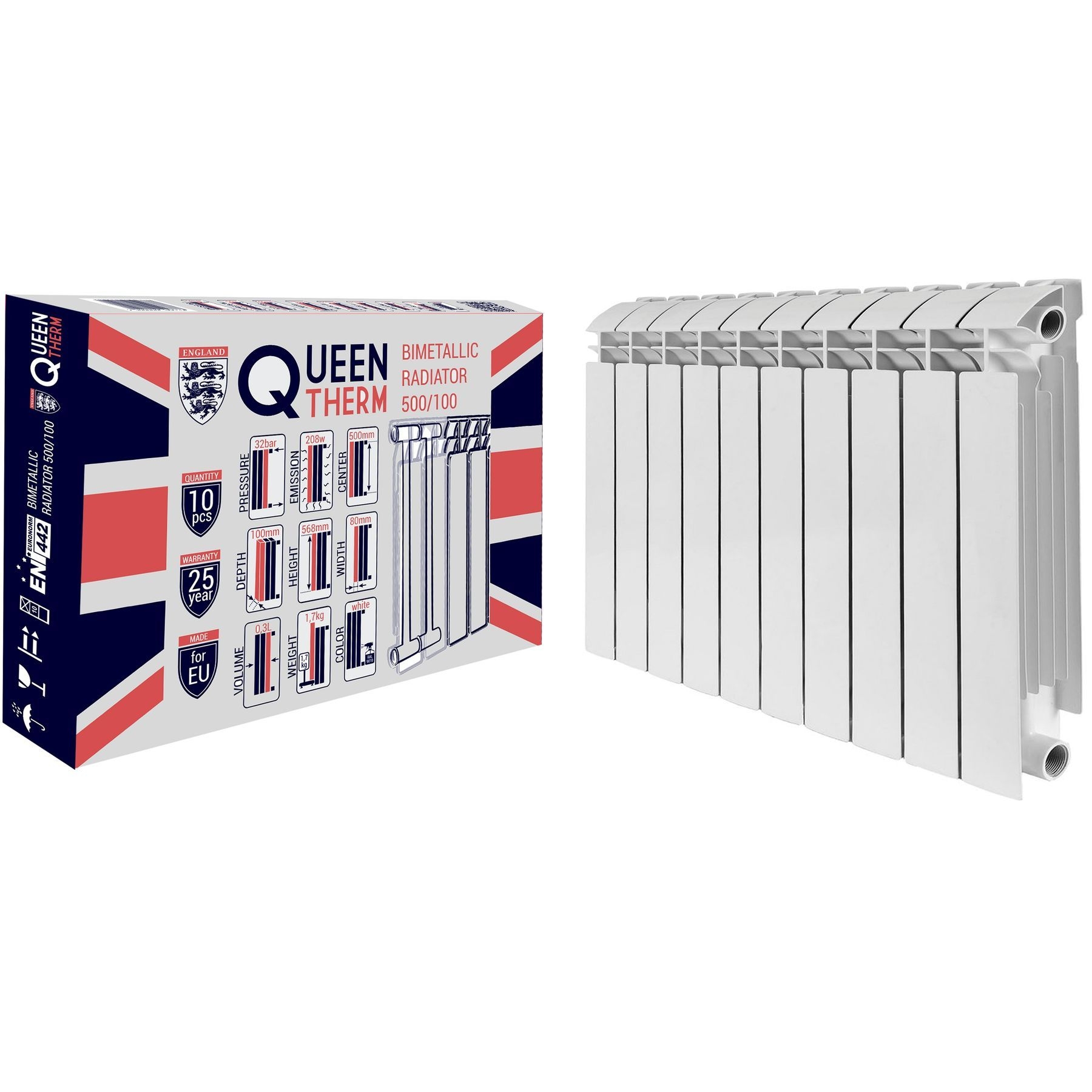 

Радиатор биметаллический секционный QUEEN THERM 500/100 (кратно 10)