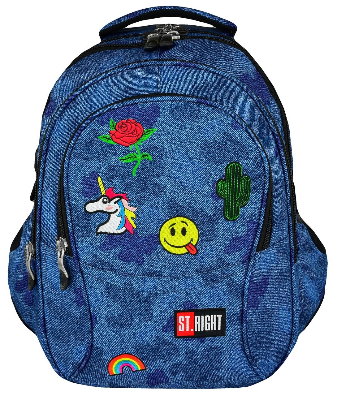 

Рюкзак школьный на 4 отделения ST.Right BP-01 "Jeans Badges" ST618727
