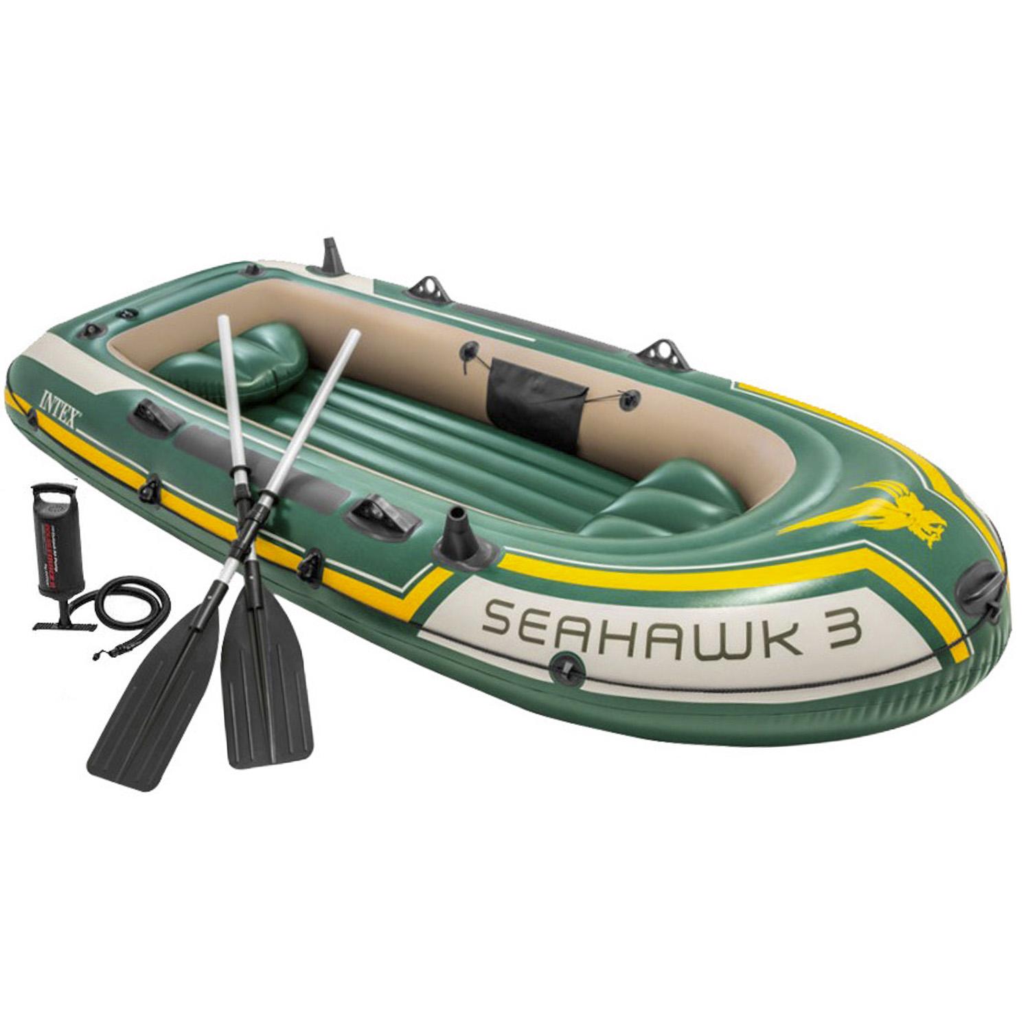 

Трехместная надувная лодка Intex 68380 Seahawk 3 Set, 295 х 137 см, (весла, ручной насос). 3-х камерная