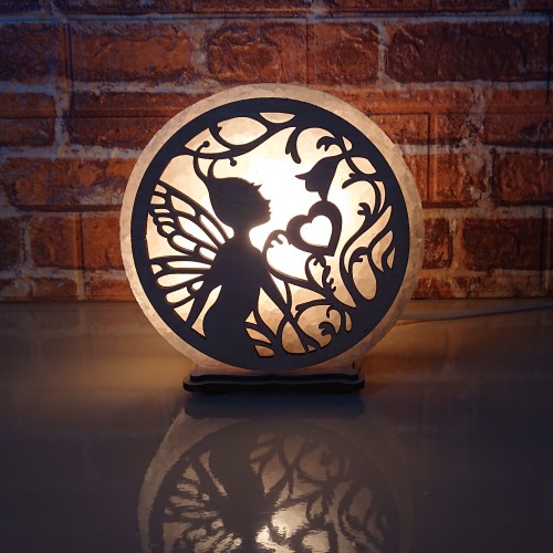 

Соляная лампа EcoDecorLamp круглая Фея с сердцем желтый