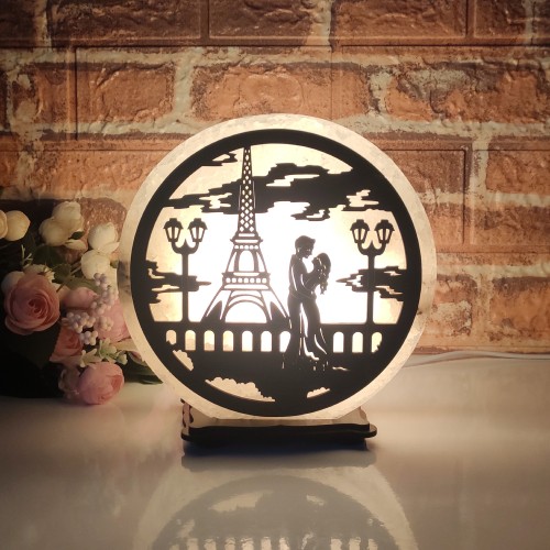 

Соляная лампа EcoDecorLamp круглая Париж ХДФ желтая