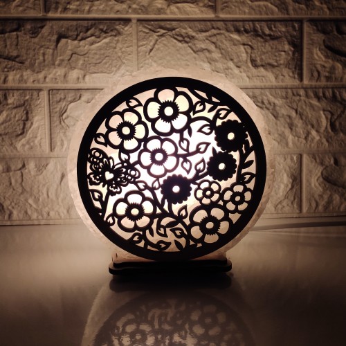 

Соляная лампа EcoDecorLamp круглая Бабочка в цветах желтая